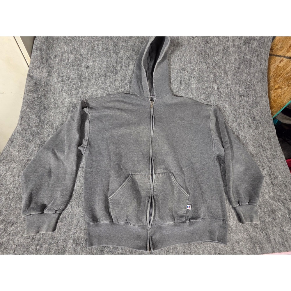 VTG 90s Russell Athletic Zip Up Hoodie Sweatshirt XXL Charcoal Heather Grey